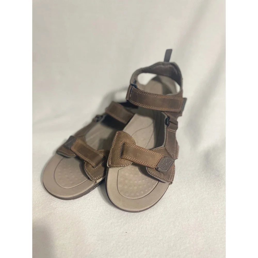 Clarks Leather Sport‎ Sandals Fisherman Men 12M Brown Adjustable Straps 63581